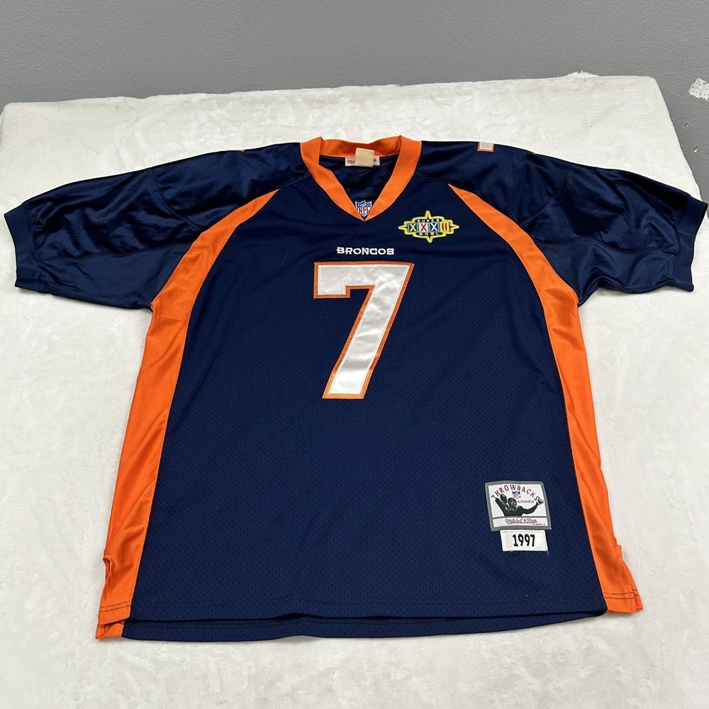 Mitchell & Ness Jersey Mens XL Blue John Elway Denver Broncos 1997 SB XXXII